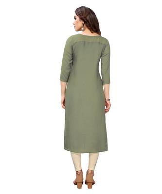Olive embroidered rayon kurtas-and-kurtis 3