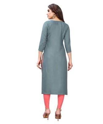 Dark-aqua-blue embroidered viscose rayon kurtas-and-kurtis 3