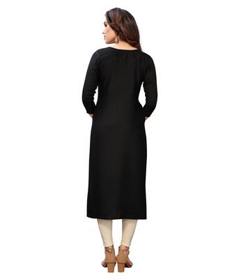 Black embroidered viscose rayon kurtas-and-kurtis 3