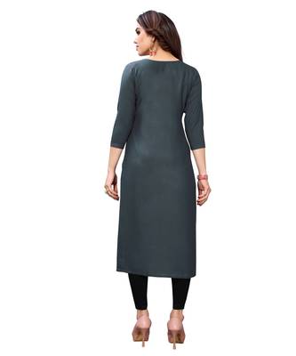 Grey embroidered viscose rayon kurtas-and-kurtis 3