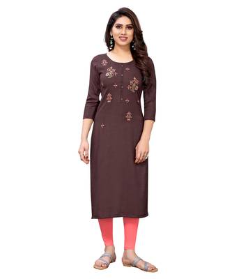 Wine embroidered viscose rayon kurtas-and-kurtis 1