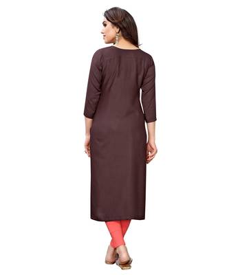Wine embroidered viscose rayon kurtas-and-kurtis 3