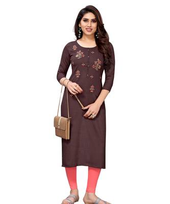 Wine embroidered viscose rayon kurtas-and-kurtis 4