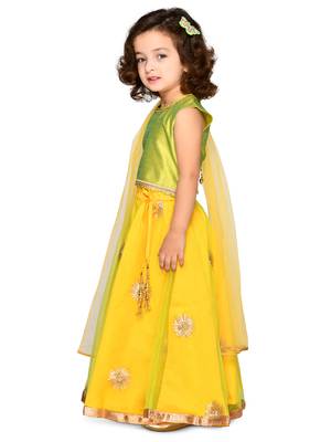 Saka Designs Green & Lime Yellow Lehenga Choli With Dupatta 2