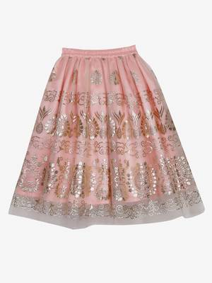 Peach Pink Kids Lehenga Choli with Tassels - Stitched 4
