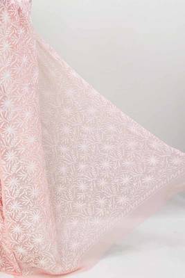 Peach embroidered georgette saree  2
