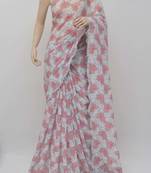 Grey  embroidered cotton saree with blouse