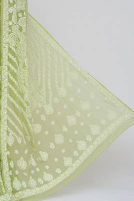 Green embroidered georgette saree with blouse 3