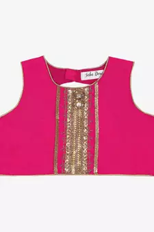 Saka Designs Neon Pink & Orange Lehenga Choli With Sequenced Work