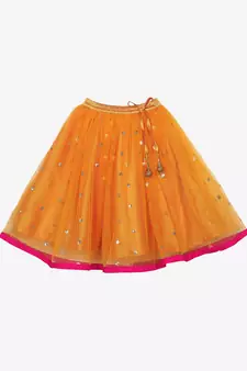 Saka Designs Neon Pink & Orange Lehenga Choli With Sequenced Work