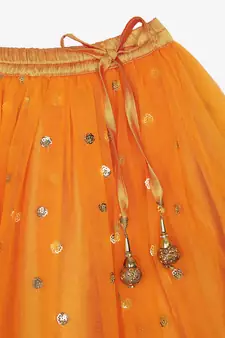 Saka Designs Neon Pink & Orange Lehenga Choli With Sequenced Work