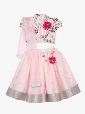 Saka Designs Flowery Print Lehenga Choli Sequence Work With Dupatta 1