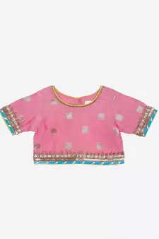 Saka Designs Pink Poly Chanderi Lehenga Choli With Dupatta