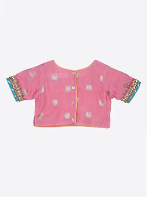 Saka Designs Pink Poly Chanderi Lehenga Choli With Dupatta 3