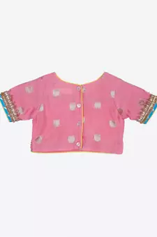 Saka Designs Pink Poly Chanderi Lehenga Choli With Dupatta