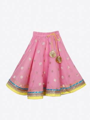 Saka Designs Pink Poly Chanderi Lehenga Choli With Dupatta 4