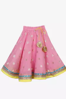 Saka Designs Pink Poly Chanderi Lehenga Choli With Dupatta