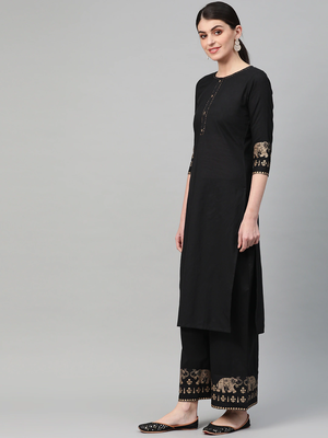 Black printed cotton kurta-suits 2