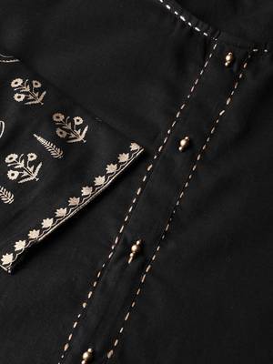 Black printed cotton kurta-suits 4