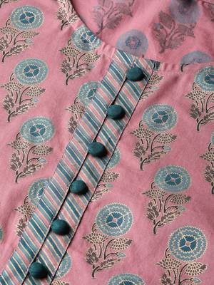 Pink printed cotton kurta-suits 4