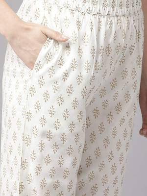 Teal-blue printed cotton kurti-trouser 5