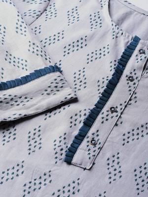 Grey printed cotton kurti-trouser 4