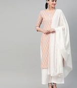 Mauve printed cotton kurta-suits