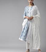 Blue embroidered cotton kurta-suits