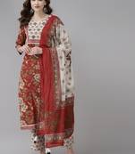 Maroon printed cotton kurta-suits