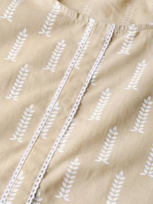 Beige printed cotton kurta-suits 4
