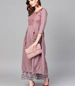 Mauve embroidered rayon palazzo-kurta