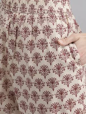 Maroon printed cotton kurta-suits 5