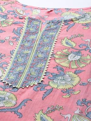 Pink printed cotton kurta-suits 4