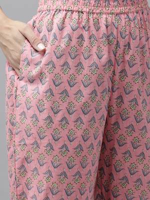 Pink printed cotton kurta-suits 5