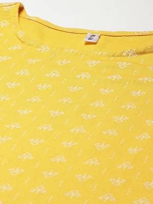 Mustard printed cotton kurta-suits 4