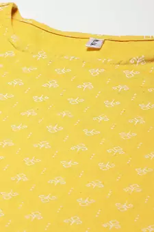Mustard printed cotton kurta-suits