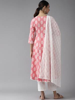 Pink printed cotton kurta-suits 3