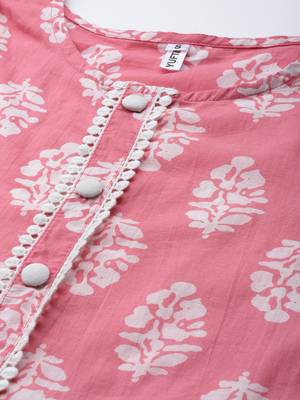 Pink printed cotton kurta-suits 4