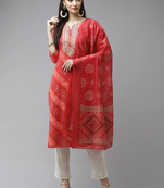 Red printed cotton kurta-suits