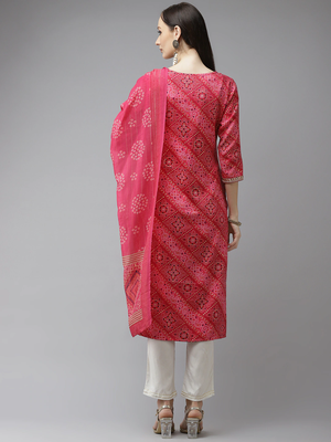 Pink printed cotton kurta-suits 3
