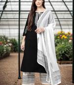 Black embroidered cotton kurta-suits