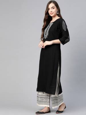 Black embroidered cotton kurta-suits 2