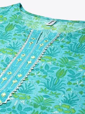 Green embroidered cotton kurta-suits 5