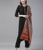 Black plain rayon kurta-suits
