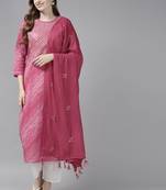 Pink printed cotton kurta-suits