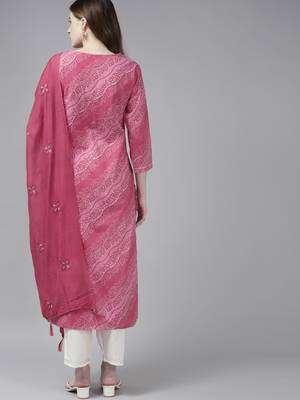 Pink printed cotton kurta-suits 3