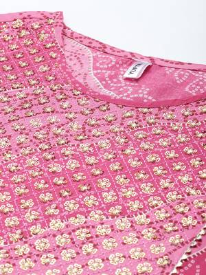 Pink printed cotton kurta-suits 4