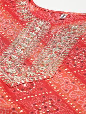 Red printed cotton kurta-suits 4