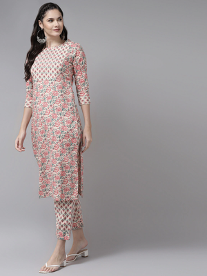 Pink embroidered cotton kurta-suits 2