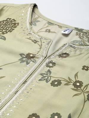 Olive printed silk kurta-suits 4